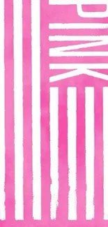 Bold pink wallpaper with white stripes.