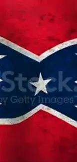 Vintage Confederate flag design with bold red and blue hues.