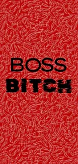 Red wallpaper with 'Boss Bitch' text in bold design.