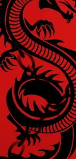 Black dragon on a red background.