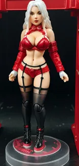 Figurine in red attire with bold display