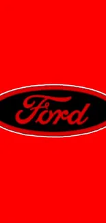 Red Ford logo on a black and red background wallpaper.