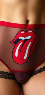 Bold red lips on sheer fabric wallpaper.