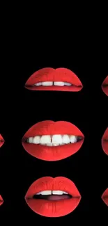 Striking red lips on black background wallpaper