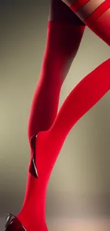 Stylish mobile wallpaper featuring bold red stockings and high heels.