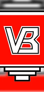 Bold red VB logo design wallpaper with black and white accents.