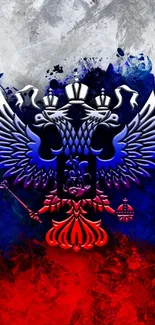 Colorful Russian emblem with eagle design.