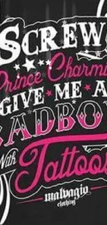 Bold typography wallpaper with black, pink, and white design featuring empowering words.