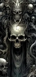 Dark skeleton mobile wallpaper with intricate skull designs.