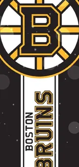 Boston Bruins mobile wallpaper with logo in black, white, and gold colors.