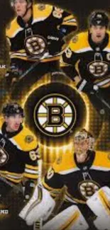 Boston Bruins hockey players in dynamic wallpaper.