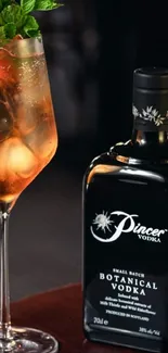 Pincer Botanical Vodka with cocktail glass.