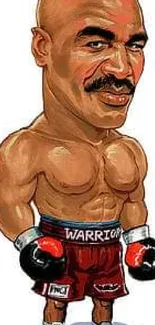 Cartoon caricature of a muscular boxer in gloves.