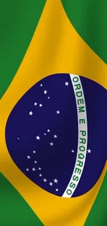 Brazilian flag mobile wallpaper with green, yellow, and blue colors.