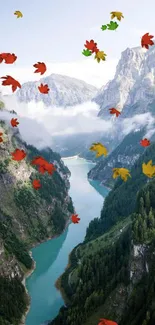 A breathtaking view of a winding river through towering green mountains.