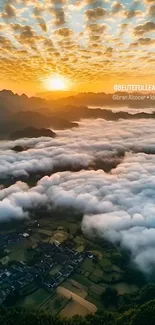 Sunrise over mountains with clouds and vibrant sky.