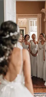 Bride's surprise reveal to bridesmaids.