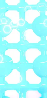 Bright aqua blue geometric pattern wallpaper.