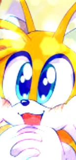 Bright cartoon character with big eyes and vibrant yellow features.