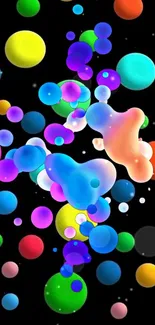 Vibrant, colorful bubbles on a dark background, creating a dynamic visual effect.