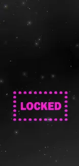 Neon pink locked screen wallpaper with dotted border.