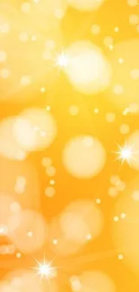 Bright orange bokeh wallpaper with glowing orbs and starburst effects.