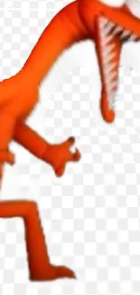 Bright orange cartoon monster on checkered background.