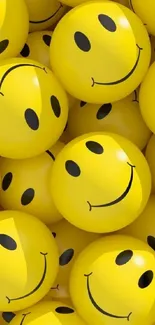 Vibrant yellow smiley faces wallpaper for mobile phone.