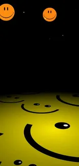 Cheerful yellow smiley face wallpaper for mobile background.