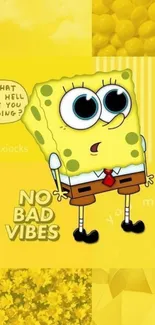 Bright yellow Spongebob wallpaper promoting positivity.