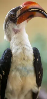 Colorful toucan bird against a blurred background.