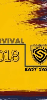 Yellow survival-themed wallpaper with bold 2018 text and graphic elements.