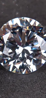 Close-up of a dazzling diamond on a dark background.