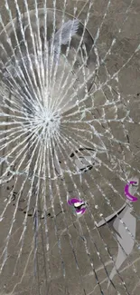 Cracked glass anime wallpaper with abstract design.