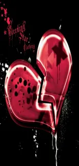 Artistic design of a red broken heart.