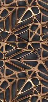 Bronze geometric pattern wallpaper with abstract design.