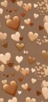 Brown heart pattern wallpaper for mobile phones.