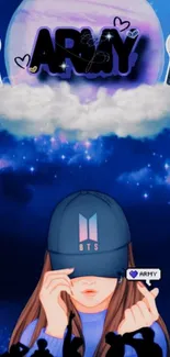 BTS ARMY cosmic themed mobile wallpaper.