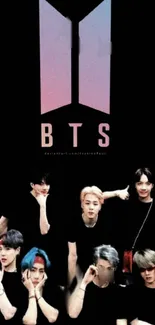 BTS group in dynamic black-themed wallpaper.