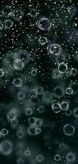 Dark wallpaper with bubbles and stars creating an elegant, cosmic look.