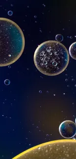 Abstract bubbles floating in a cosmic space background.