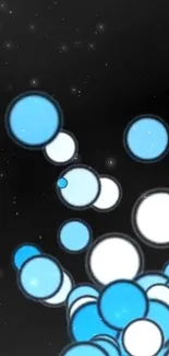 Blue and white bubbles in a starry space background.