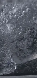 Close-up of bubbles on a glass surface with gray tones.