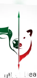 Bull and bear illustration with arrows in green and red tones.