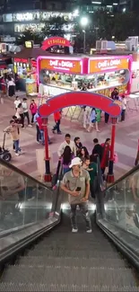 Urban market scene with vibrant stalls and crowd.