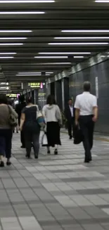 Commuters walking in a subway station.