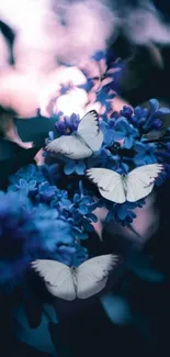 Delicate butterflies resting on vibrant lilac blooms with a dreamy background.