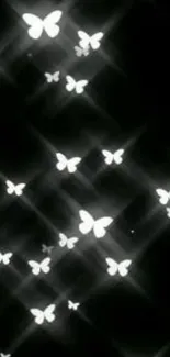 Black and white butterfly wallpaper with a night theme.