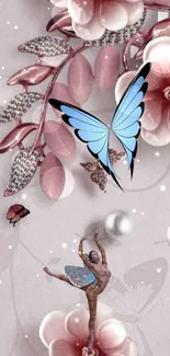 Fantasy wallpaper with butterflies and ballerina.