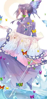 Anime butterfly-themed art with vibrant colors.